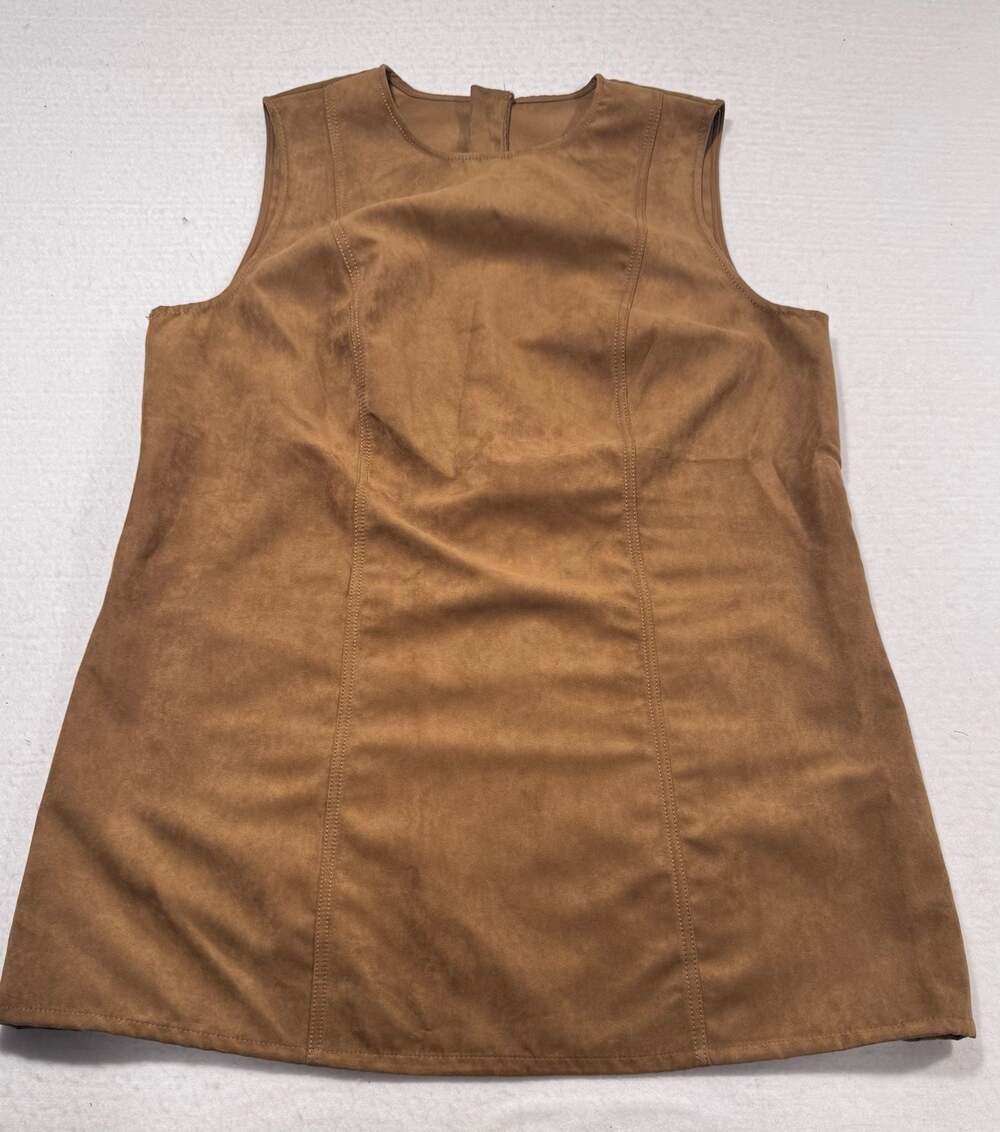 H&M Divided Brown Faux Suede A-Line Sleeveless Dress Size XL NWT